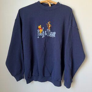 Vintage Pooh & Tigger Navy Blue Crewneck Women's XL